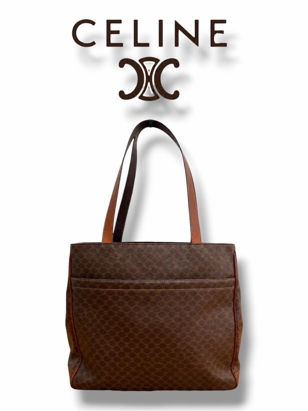 Vintage Celine Macadam Vertical Shopper Tote Laptop Bag Shoulder Bag